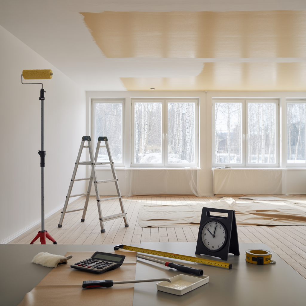 pris for malning av innertak 2025 per m2 timmar rot